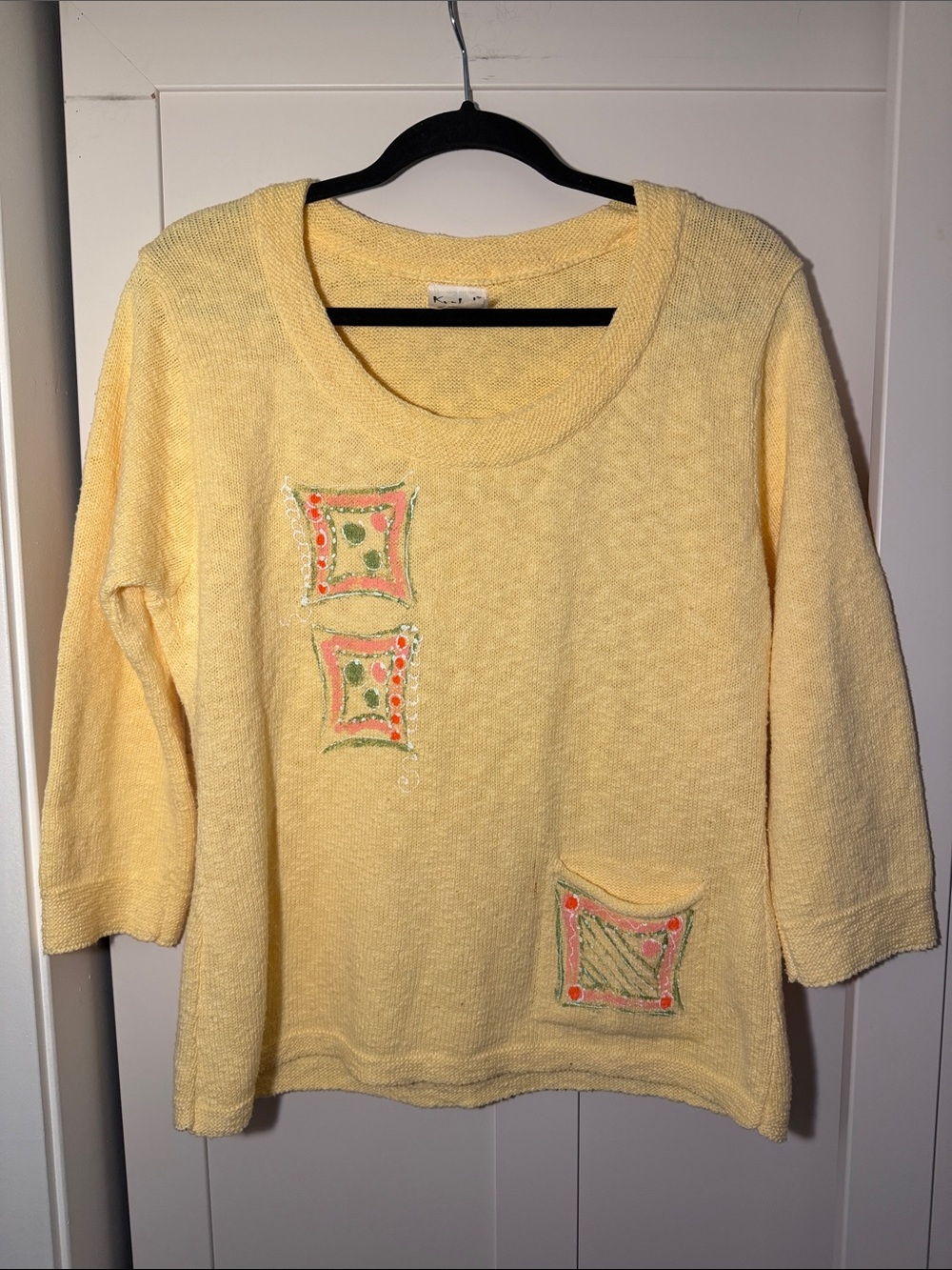 Kunky’s Yellow Hand Painted Long-Sleeve Knitted Top